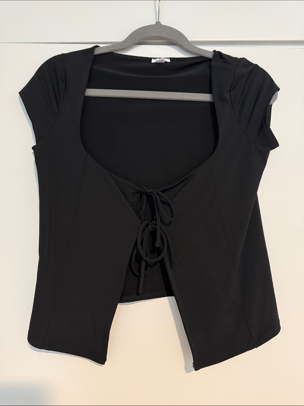 Garage Black Lace-Up Crop Top